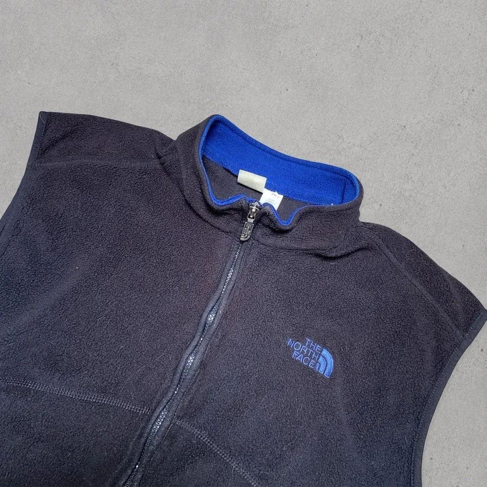 Vintage The North Face Fleece Vest Men's Large Black/Blue USA Made Hiking Vest